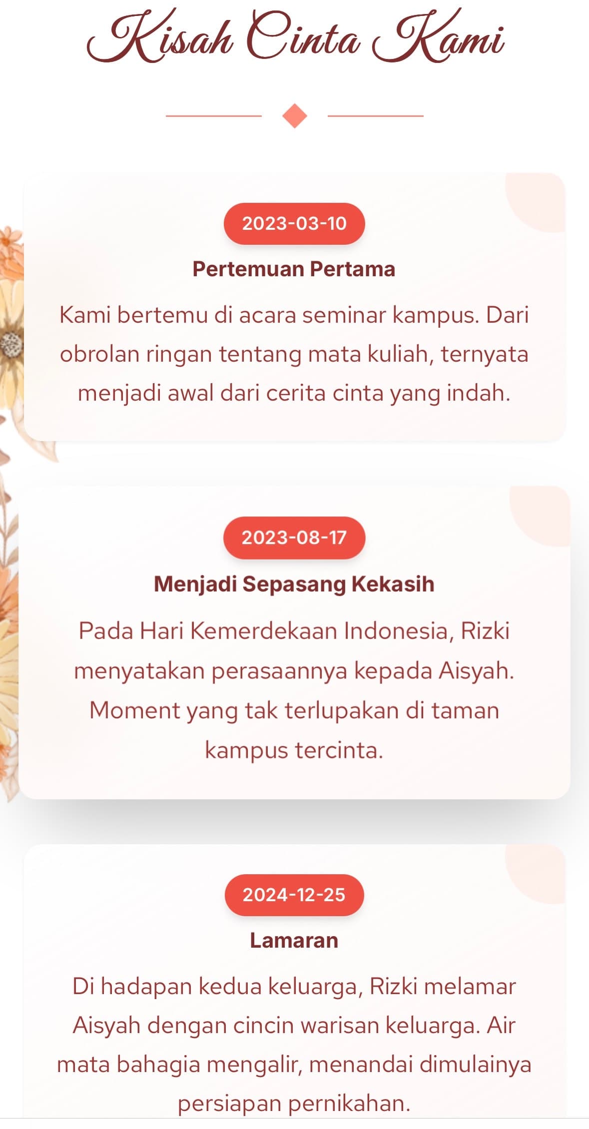 Timeline Kisah Cinta